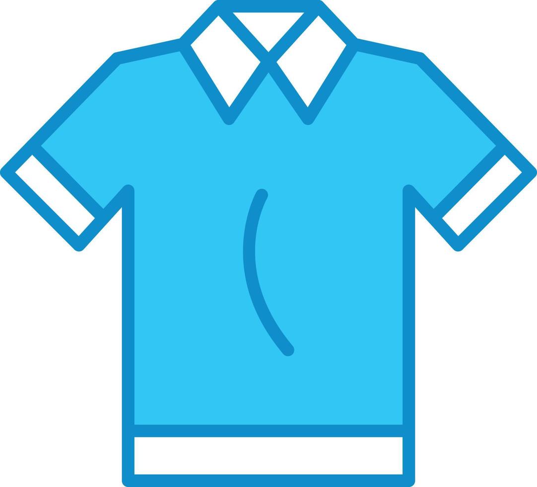 línea de camisa de polo llena azul vector