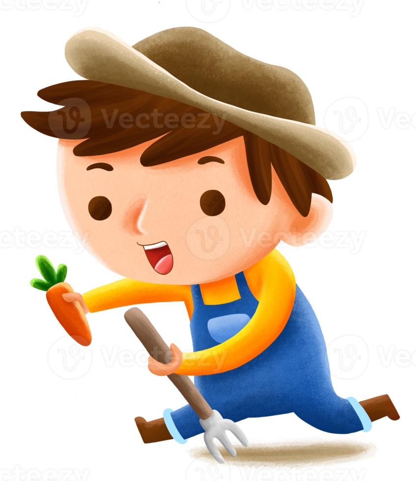 Cute children character farmer png