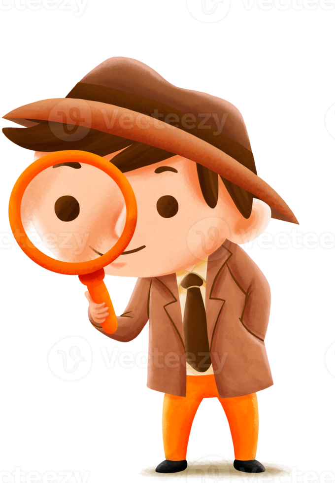 Cute children character detective png