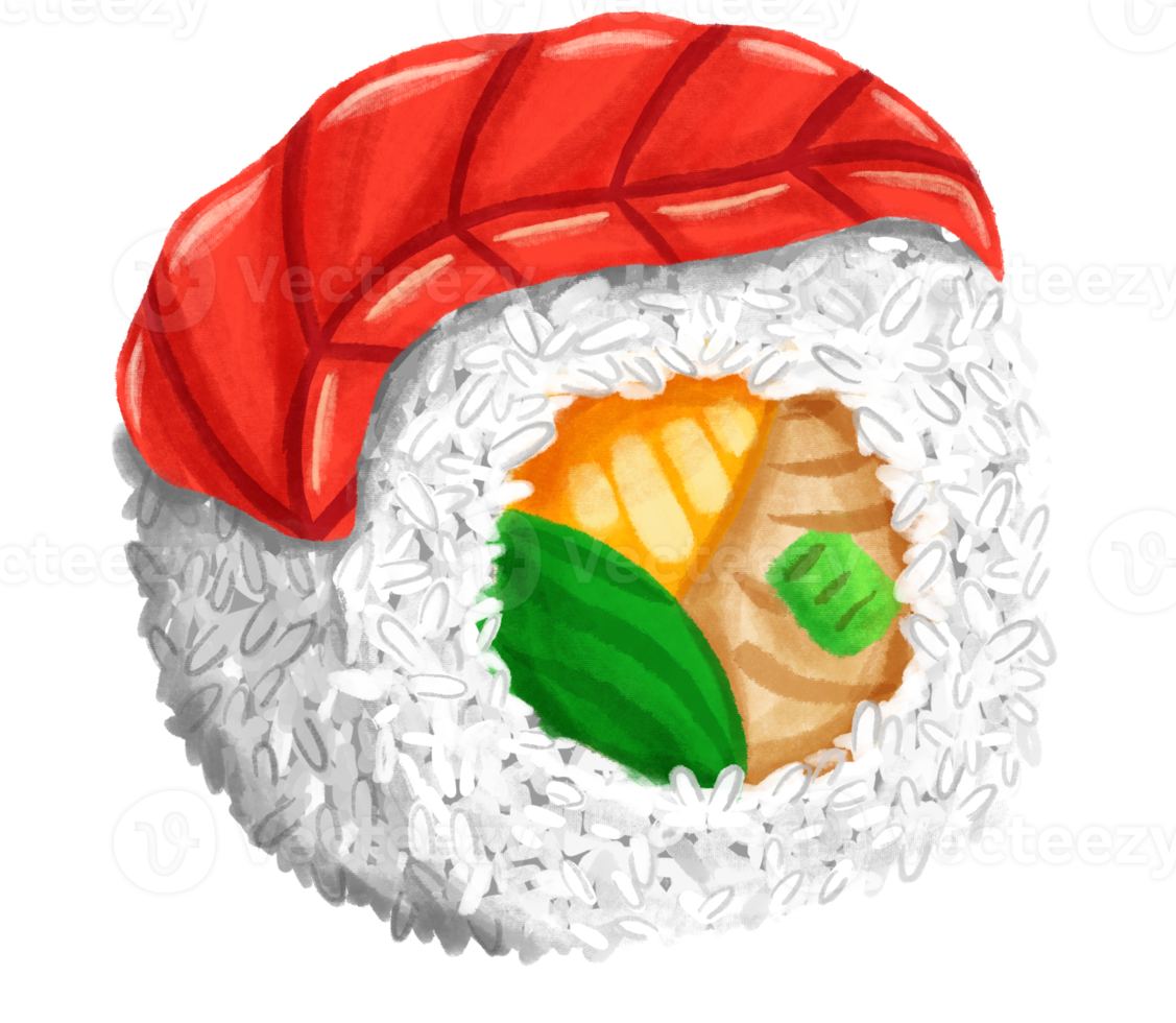 ilustração de comida japonesa de sushi png