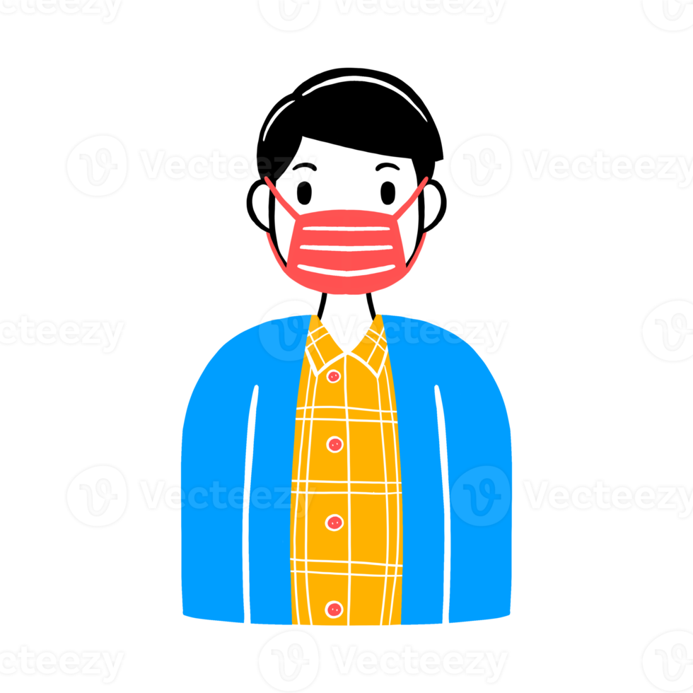 Man wearing a face mask png