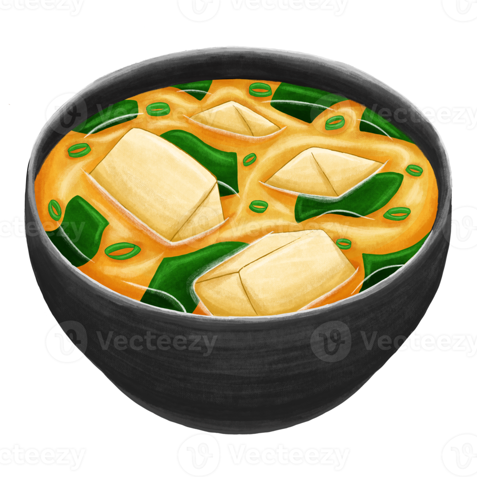 sopa de missô ilustração de comida japonesa png