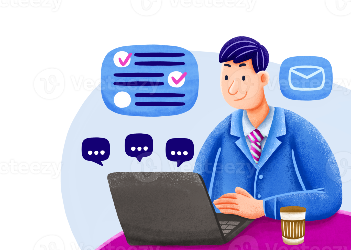 Working with laptop at office png
