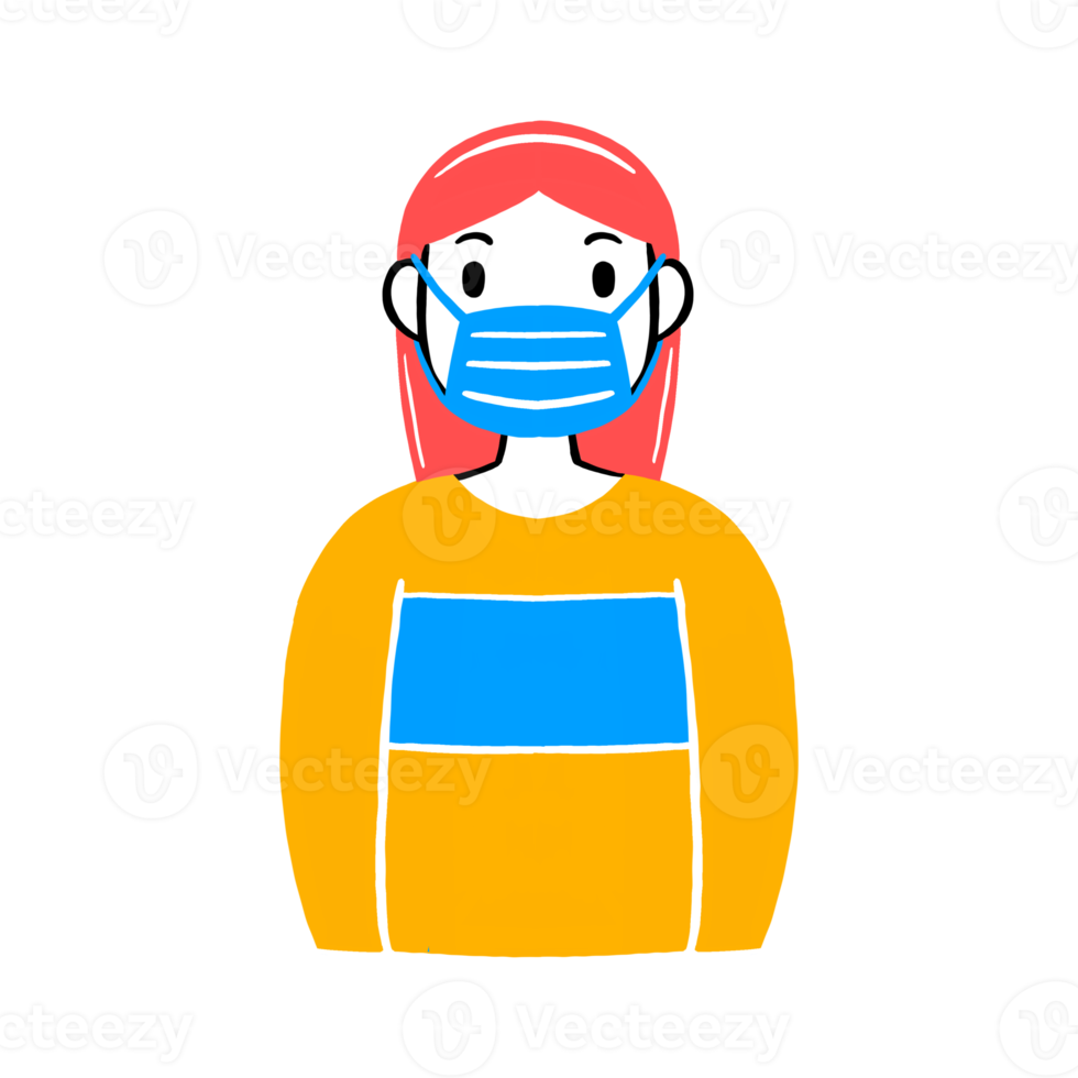 Woman wearing a face mask png
