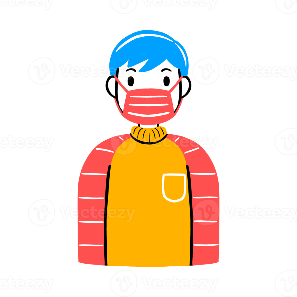 Man wearing a face mask png