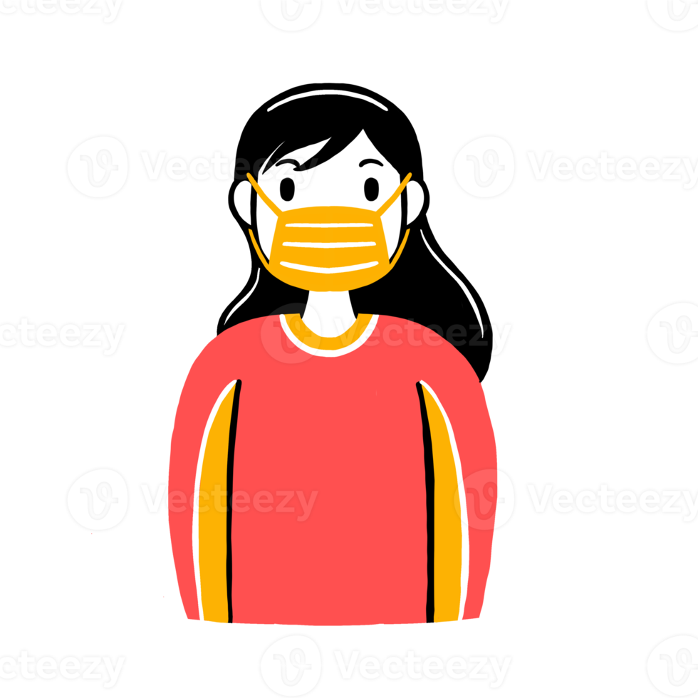 Woman wearing a face mask png