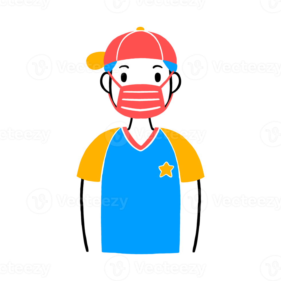 Man wearing a face mask png