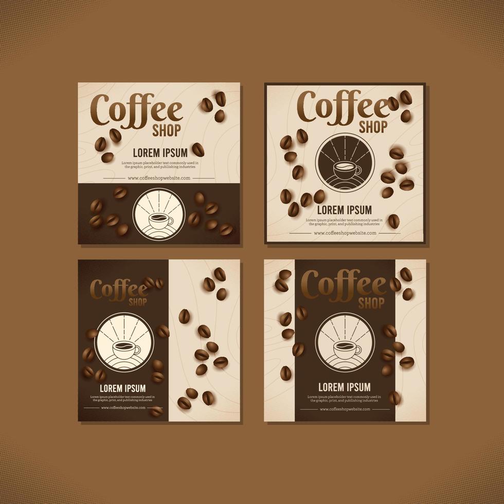 Coffee Shop With Coffee Beans Social Media Templates vector