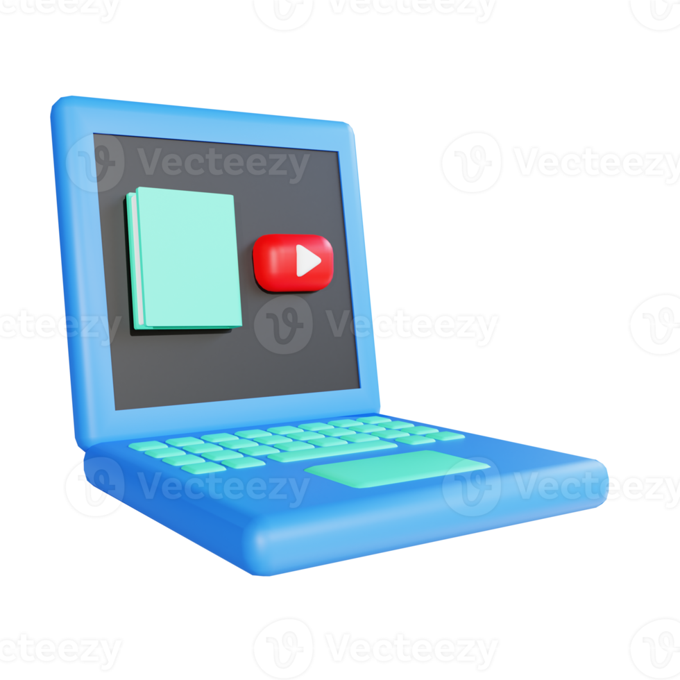 3D illustration laptop for education png