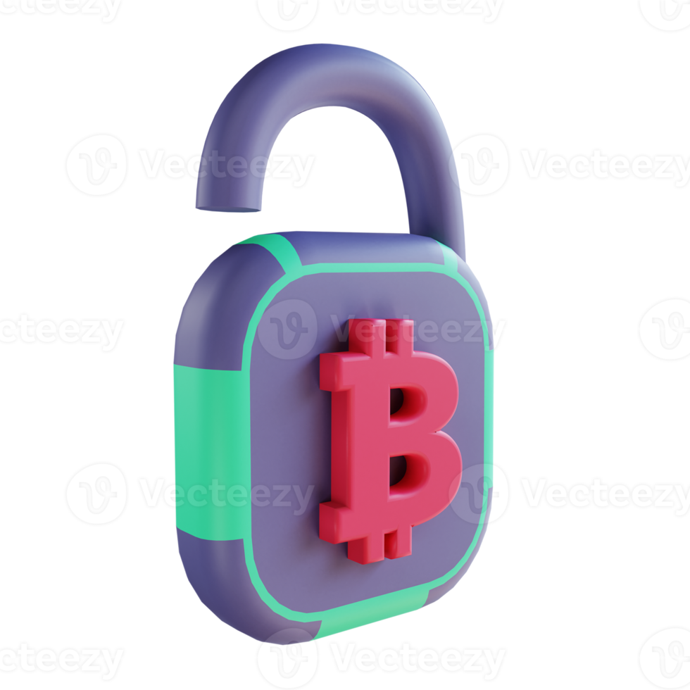 3D illustration bitcoin secure lock 5 suitable for cryptocurrency png