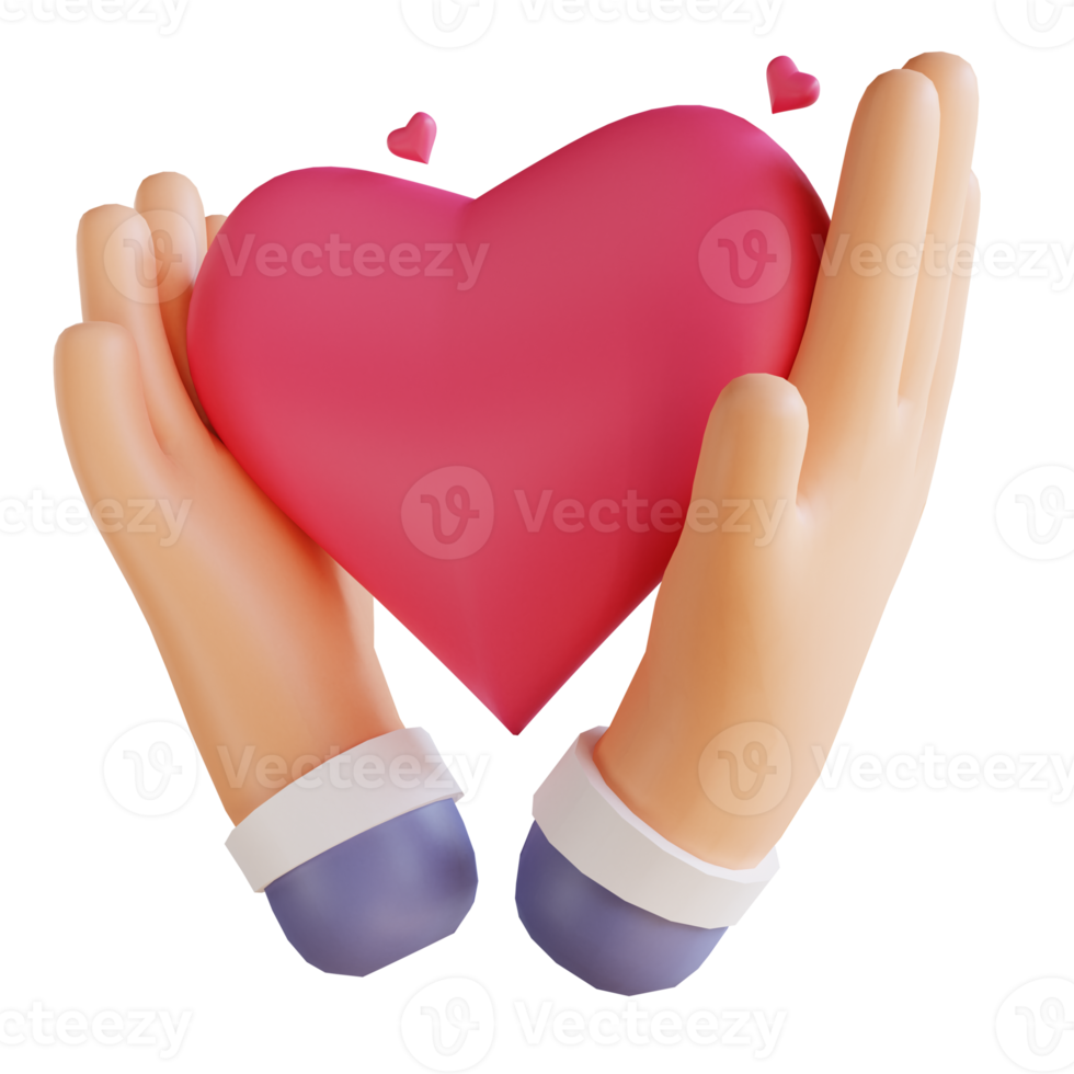 3D illustration love and hands suitable for valentine's day png