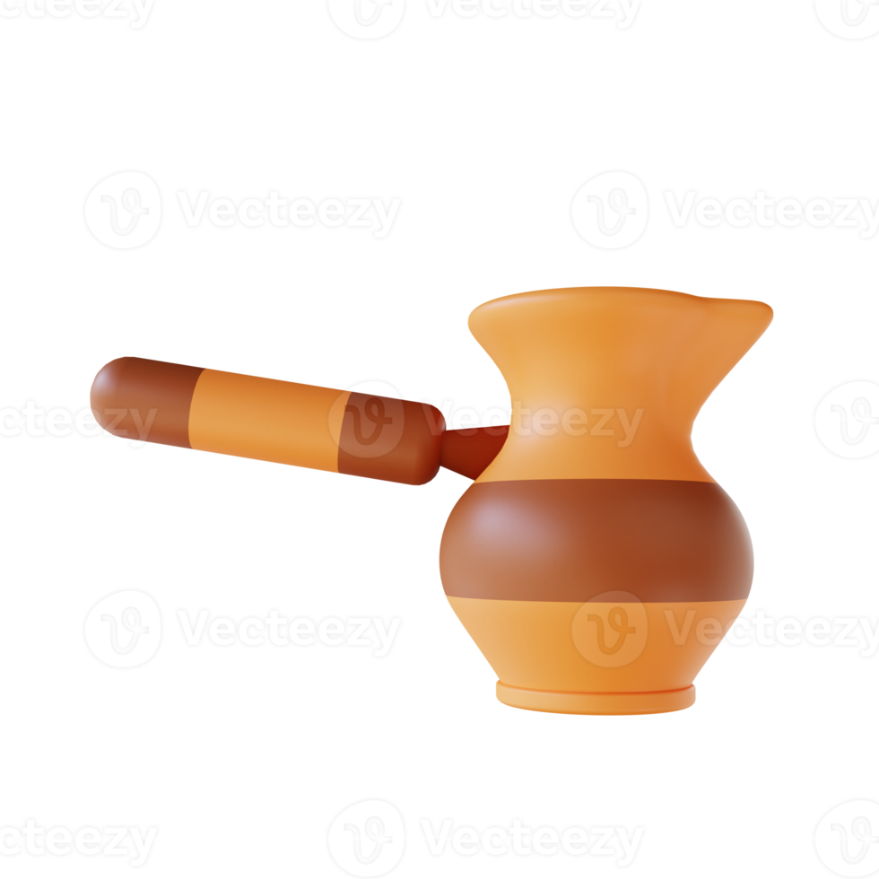 3D illustration turkish cezve coffee png