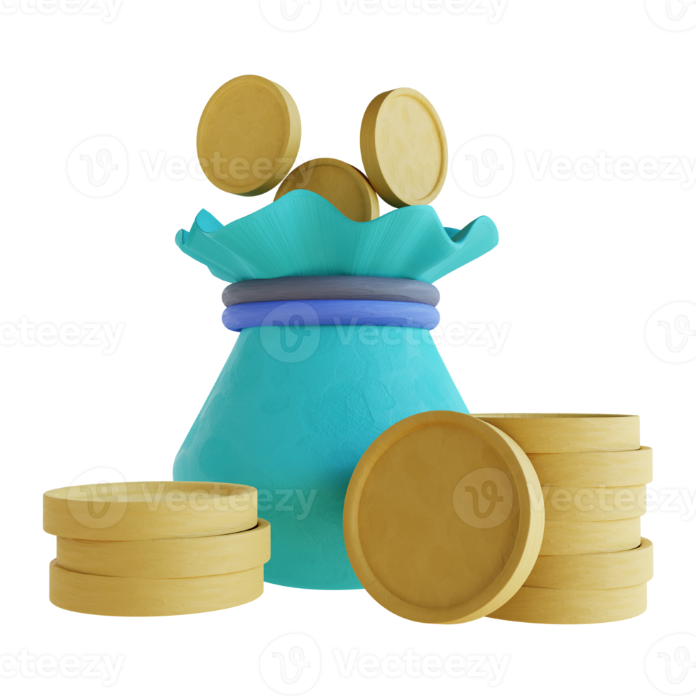 3D illustration coin pouch png
