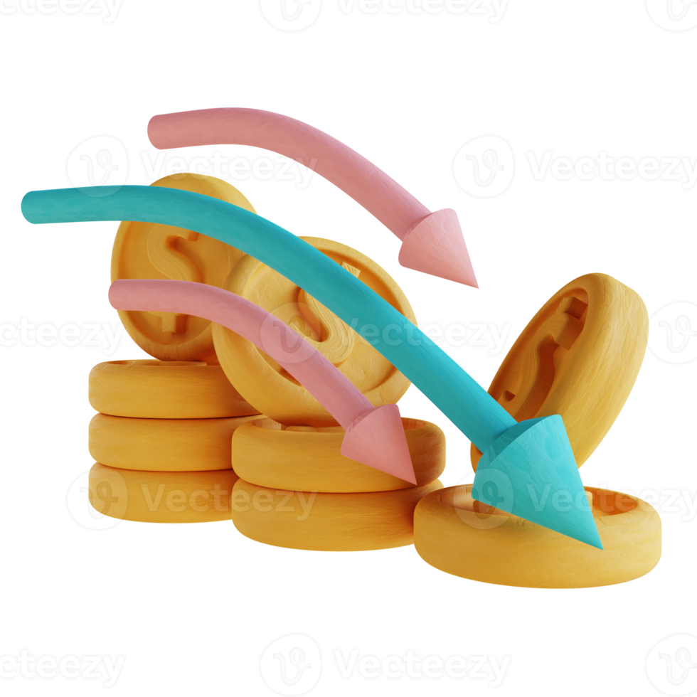 3D illustration money chart down png