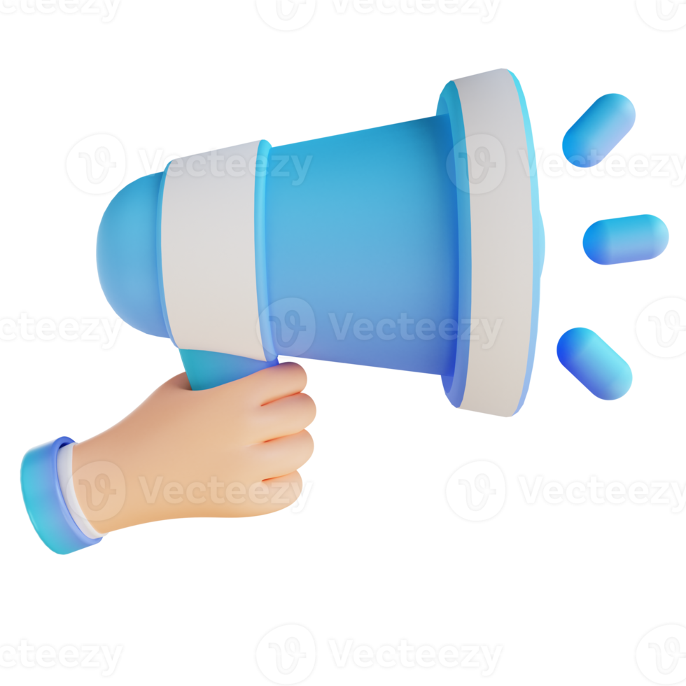 3D illustration promotion hand and megaphone png