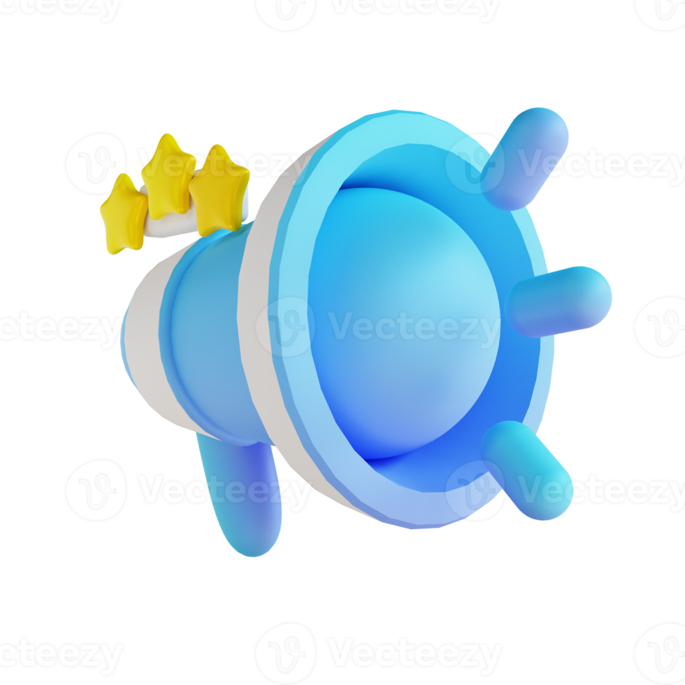 3D illustration megaphone and star png