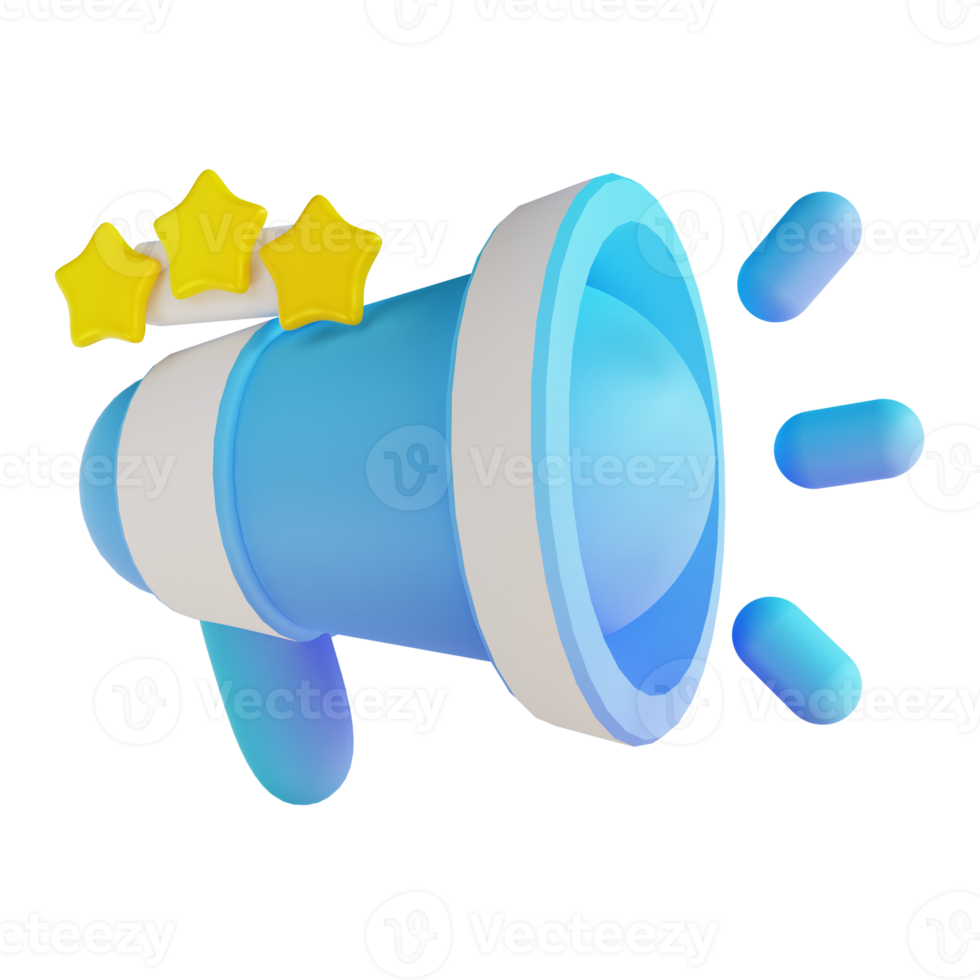 3D illustration megaphone and star png