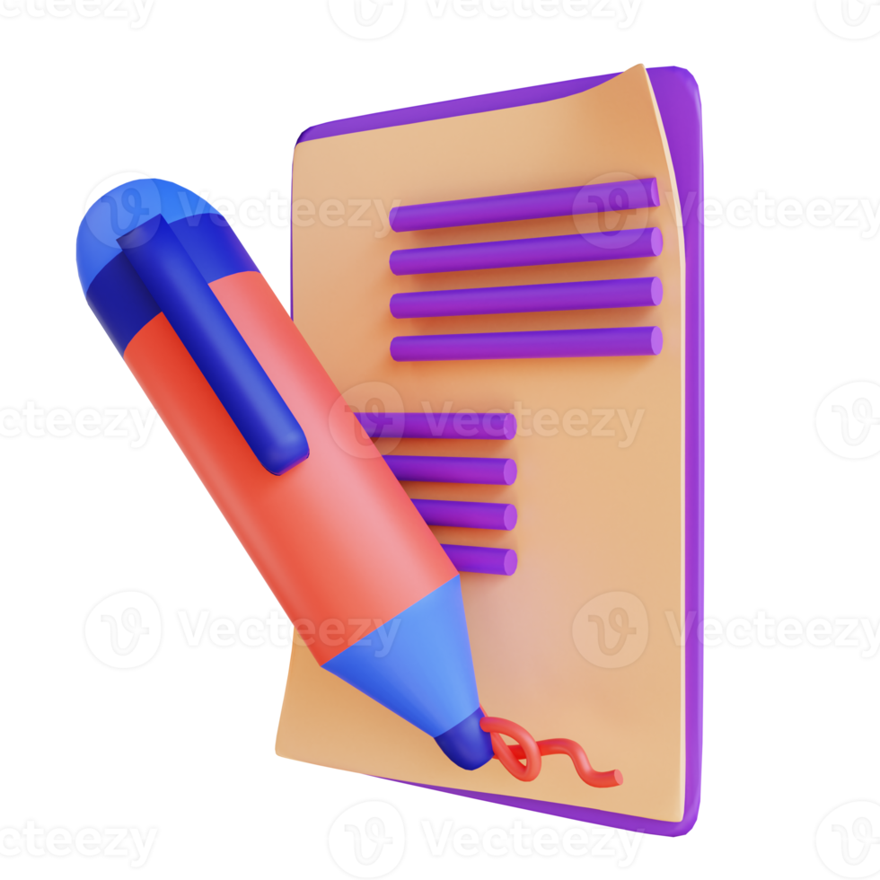 3D illustration contract for digital marketing png