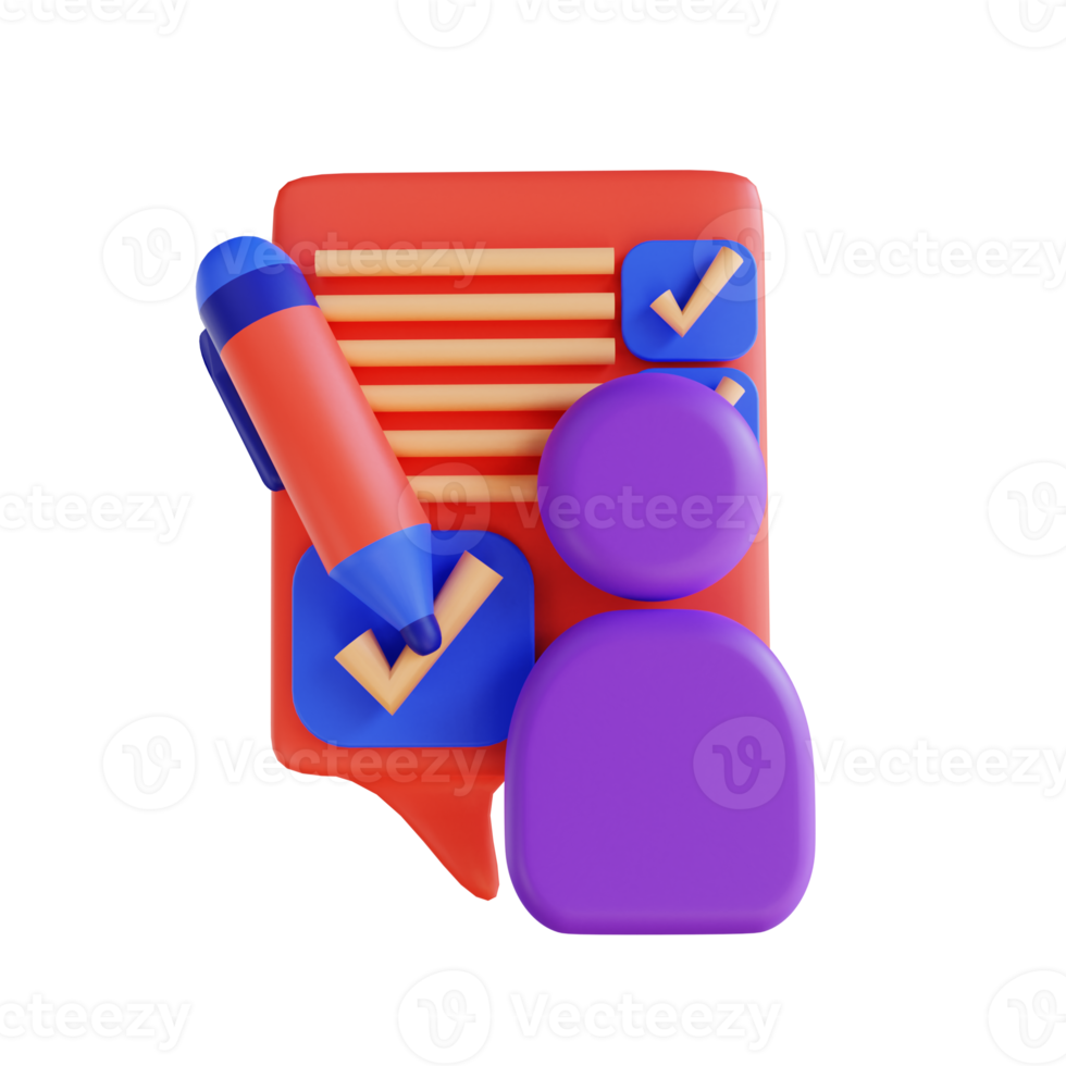 3D illustration customer survey for digital marketing png