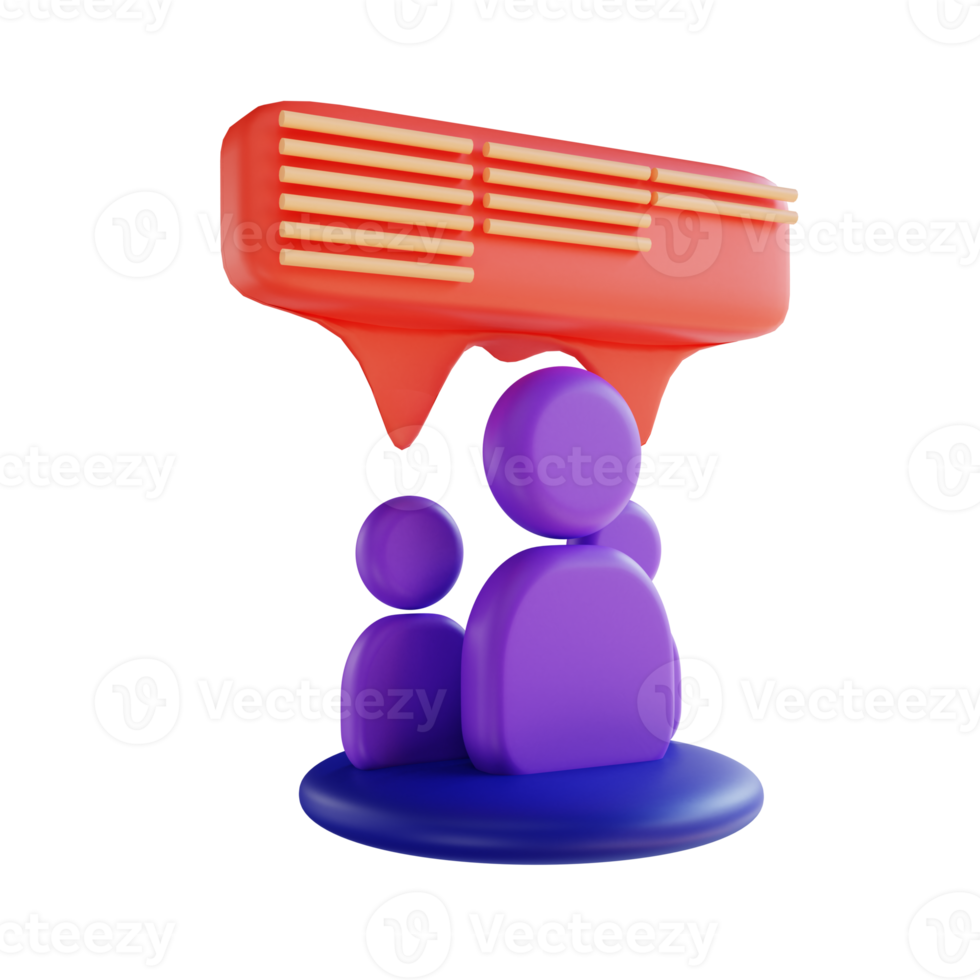 3D illustration social group for digital marketing png