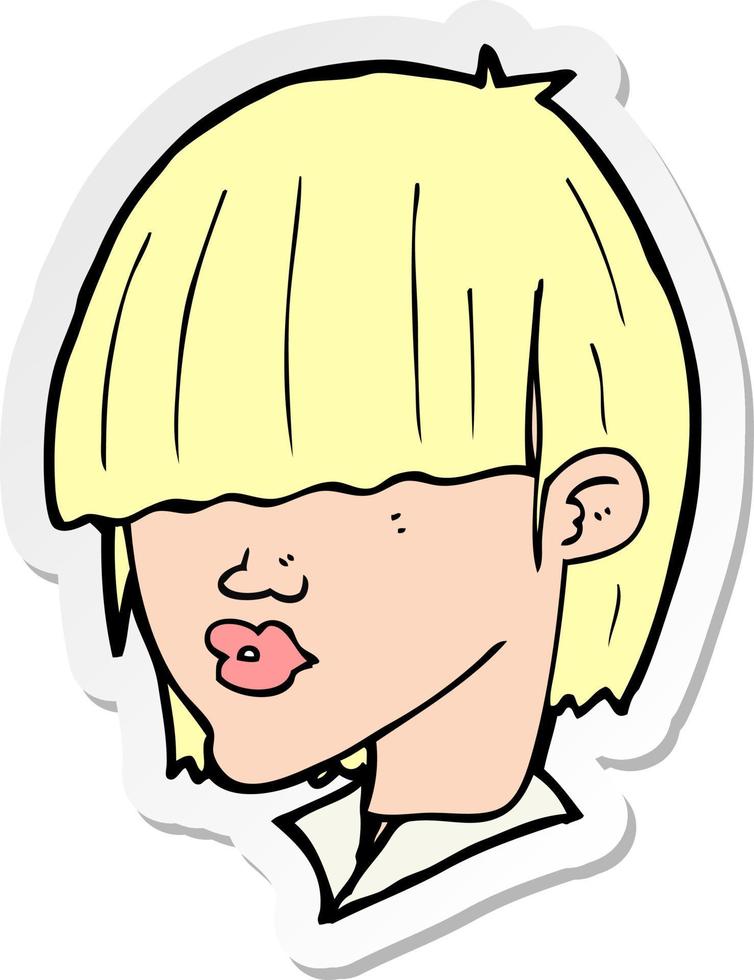 sticker of a cartoon fashion haircut vector