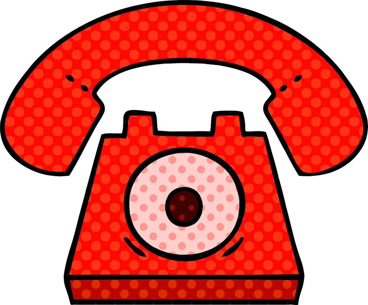 comic book style cartoon red telephone vector