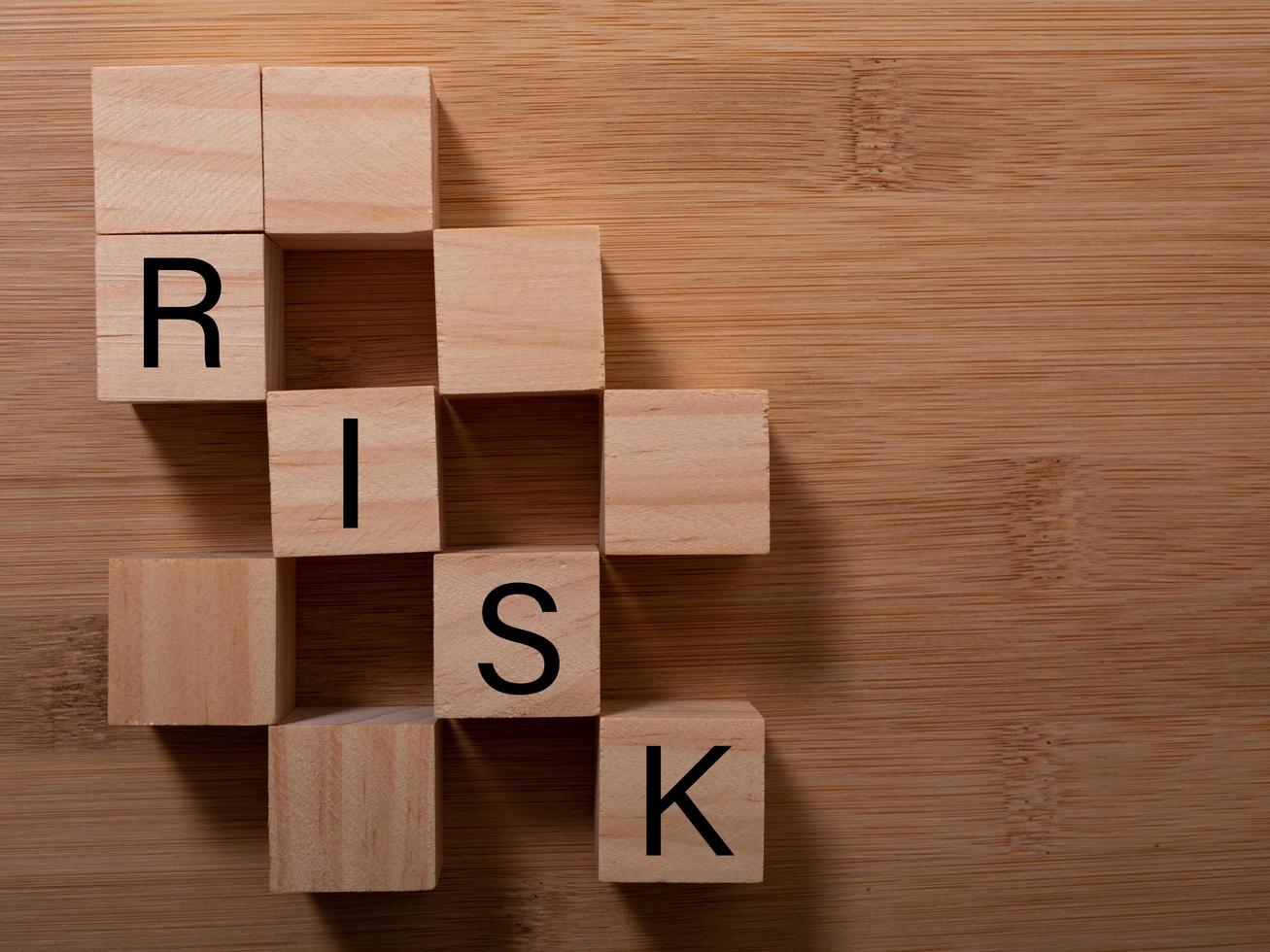 Word risk writing with wooden blocks photo