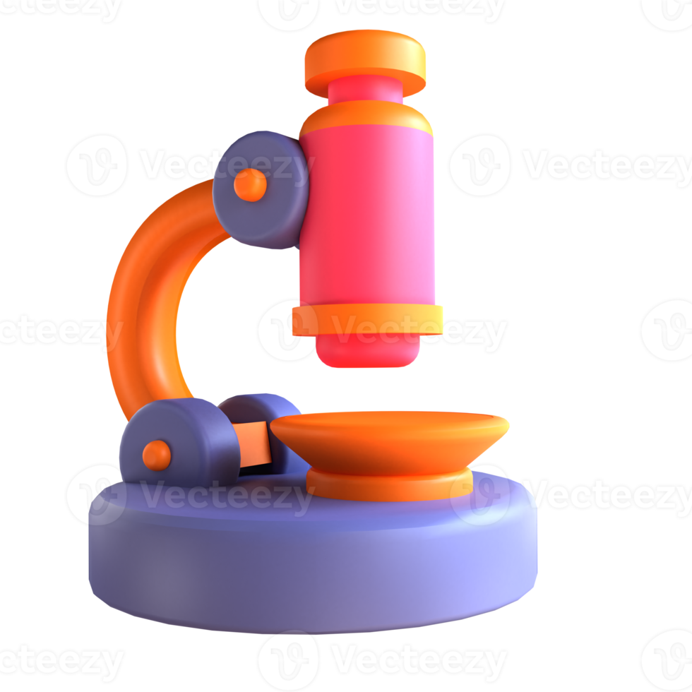 3d pictogram microscoop potlood liniaal voor onderwijs png