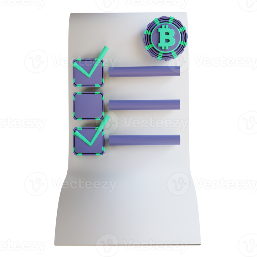 certificado de criptomoneda de ilustración 3d 3 adecuado para criptomoneda png