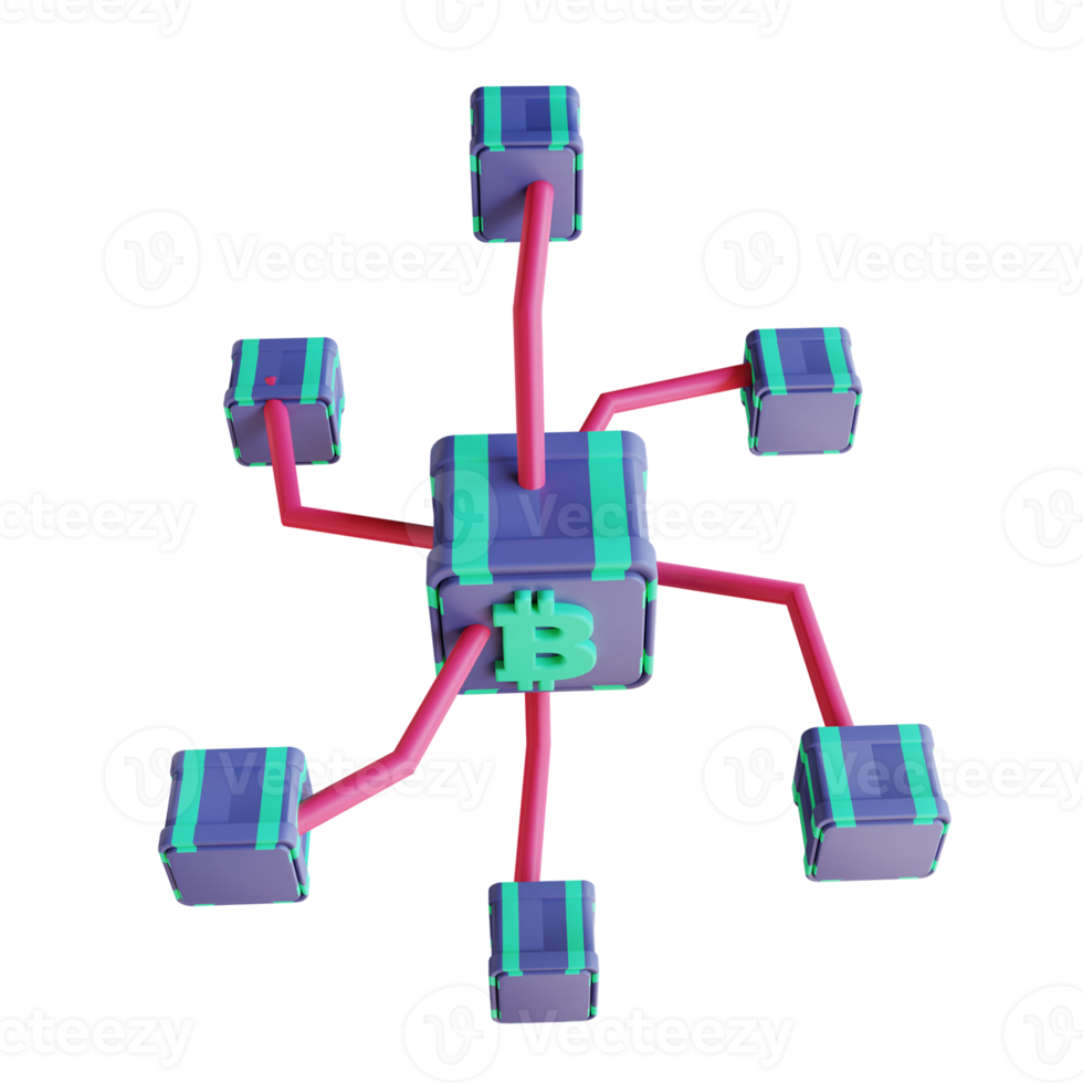 3D illustration Bitcoin chain suitable for cryptocurrency png