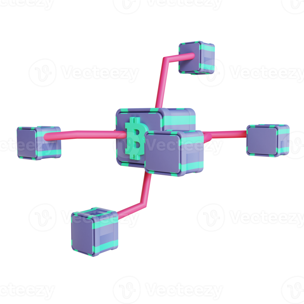 3D illustration Bitcoin chain suitable for cryptocurrency png