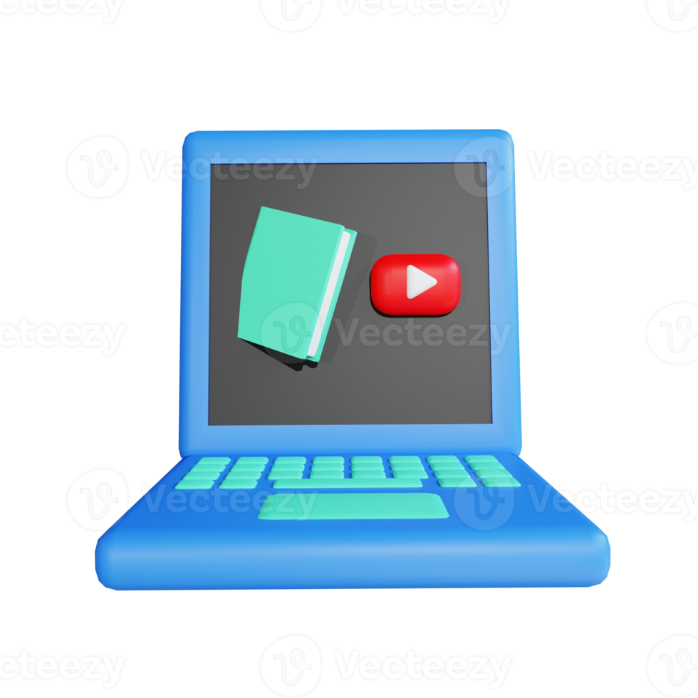 3D illustration laptop for education png