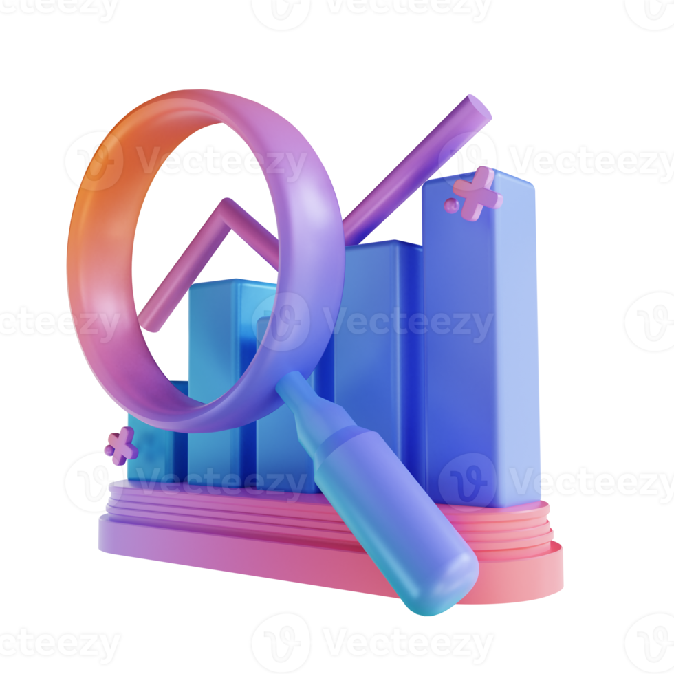 3D illustration colorful data analysis png