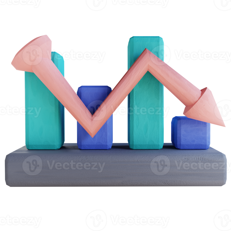 3D illustration candle chart descending png