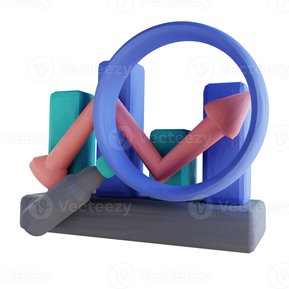 3D illustration data analys upp ljus diagram png