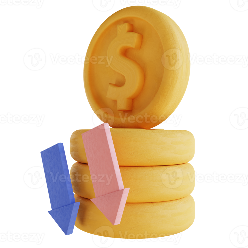 3D illustration money piling down png