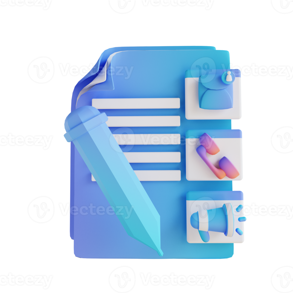 3D illustration documents, messages, calls and promotions png