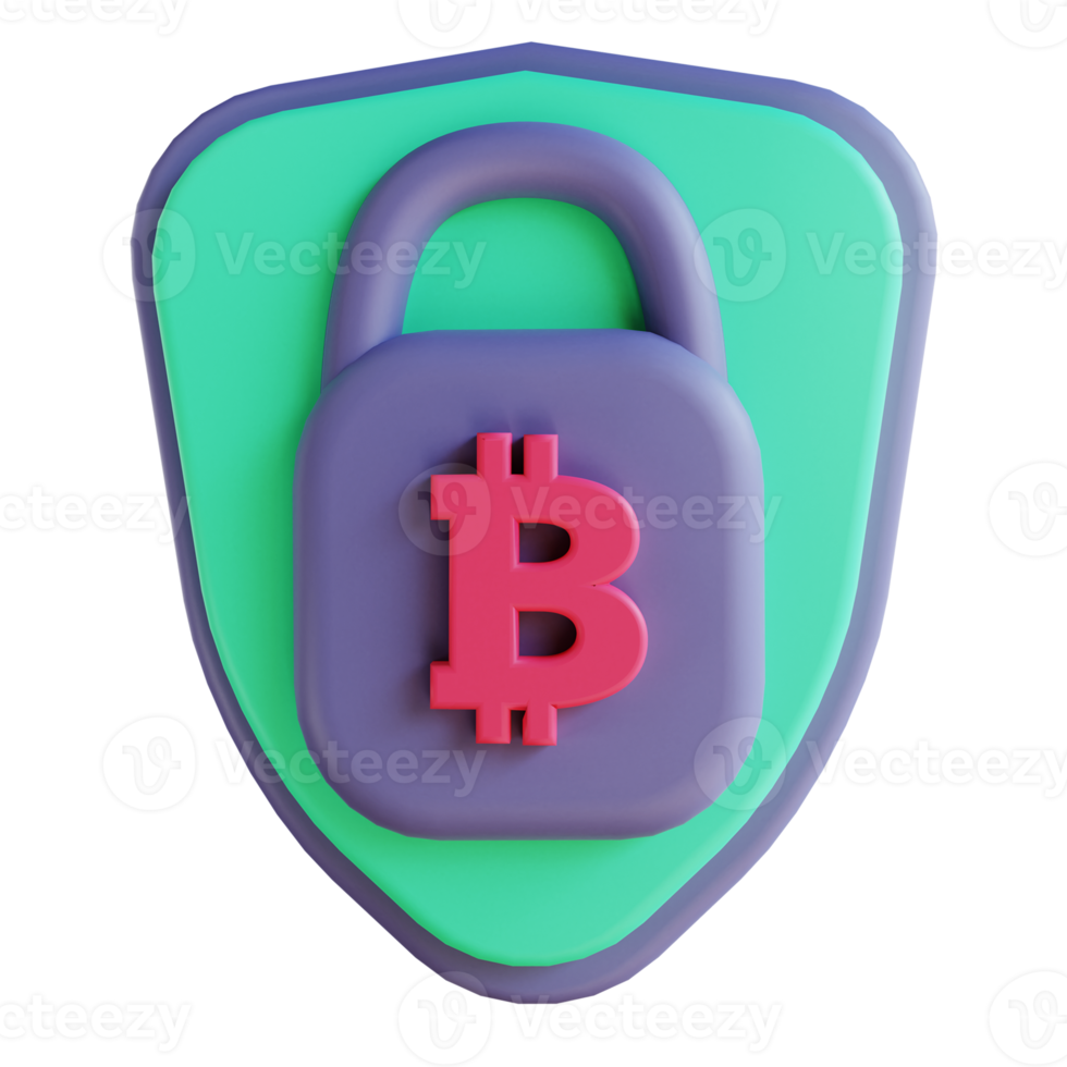 3D illustration bitcoin secure lock 12 suitable for cryptocurrency png