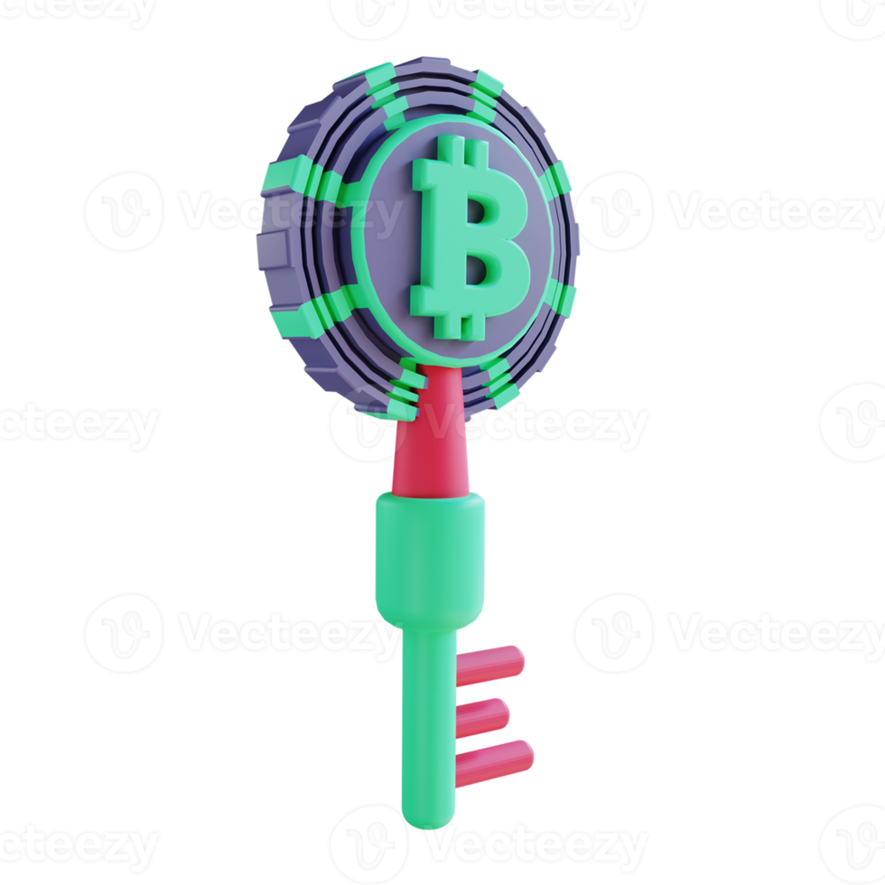 3D illustration Bitcoin encryption key 3 suitable for cryptocurrency png