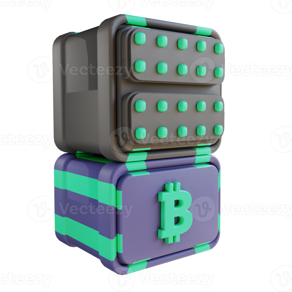 3D illustration bitcoin Server 3 suitable for cryptocurrency png