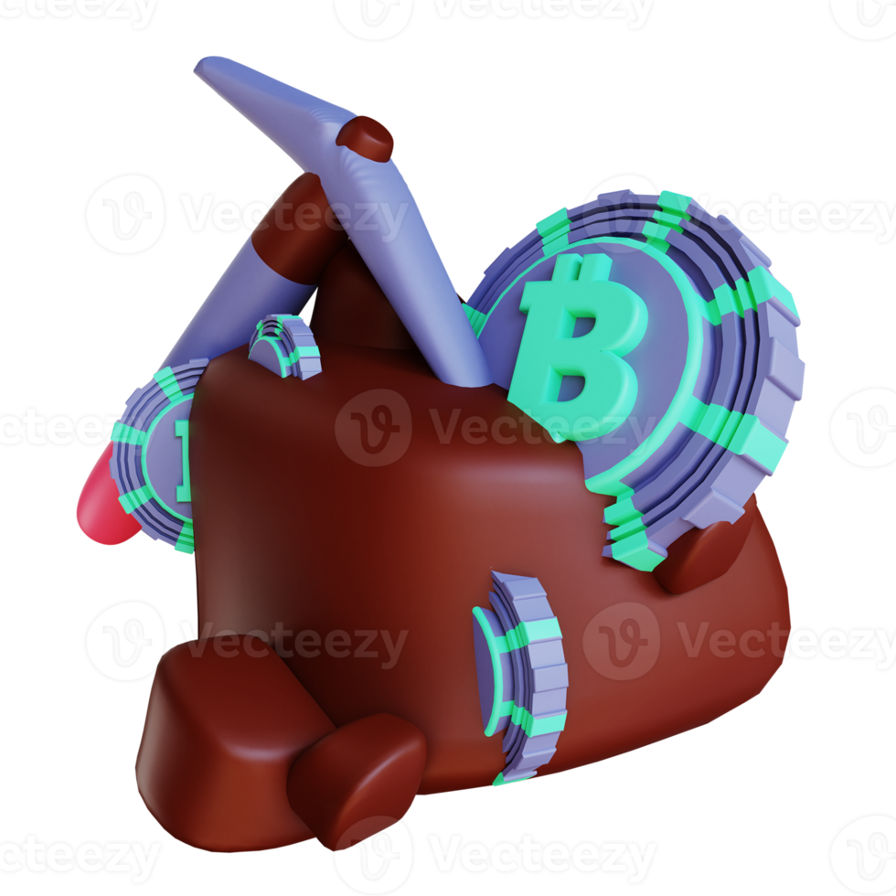 3D illustration Bitcoin mining suitable for cryptocurrency png