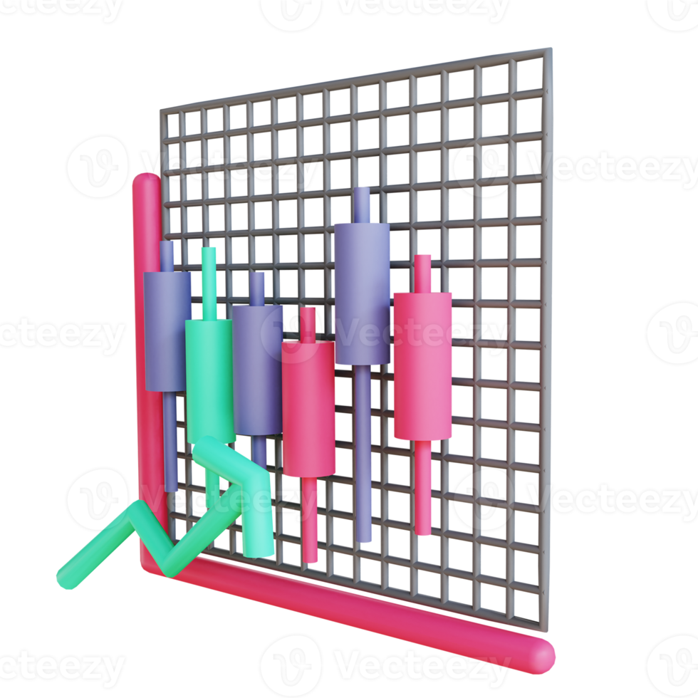 3D illustration Candle stick rising suitable for cryptocurrency png