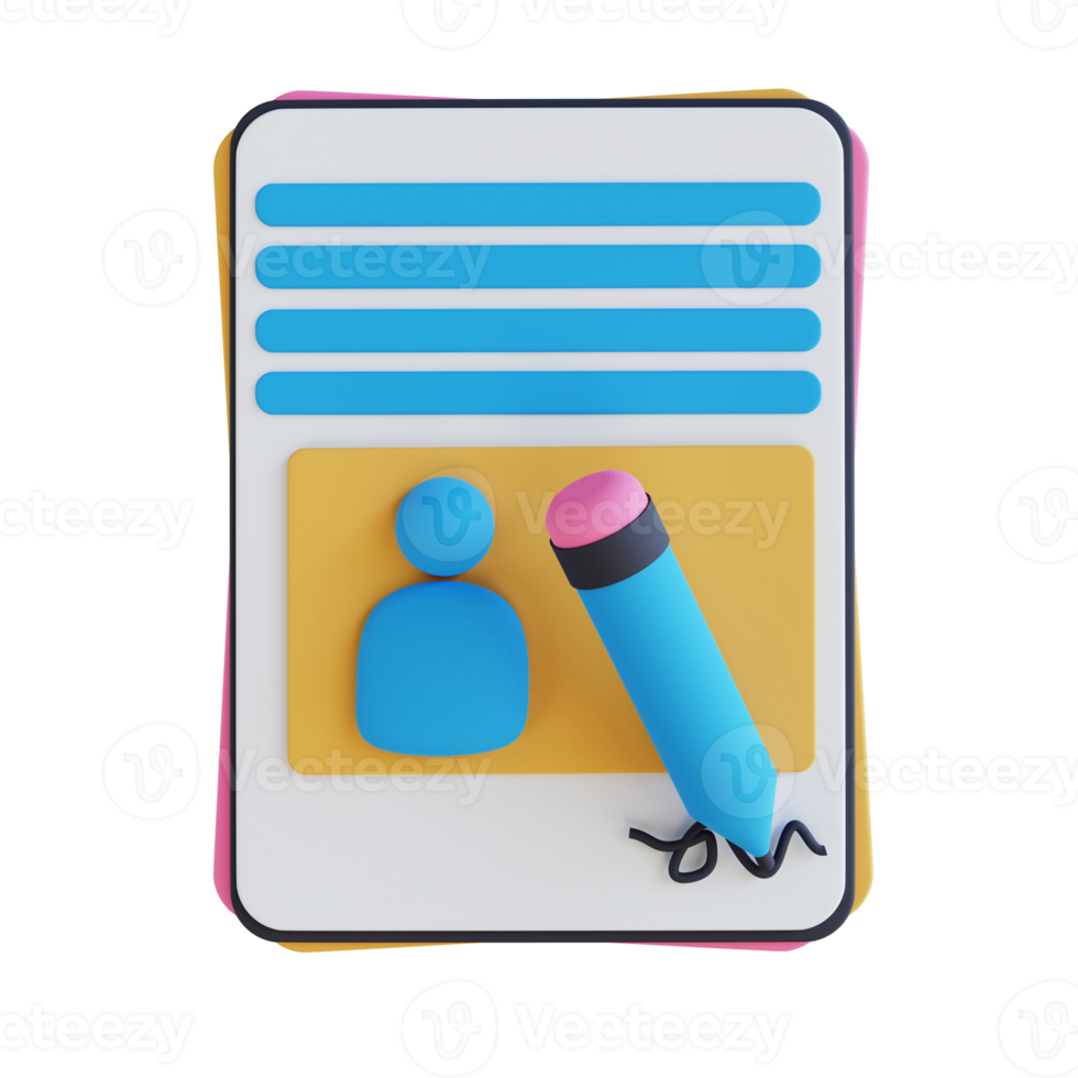 3D illustration of approval document png