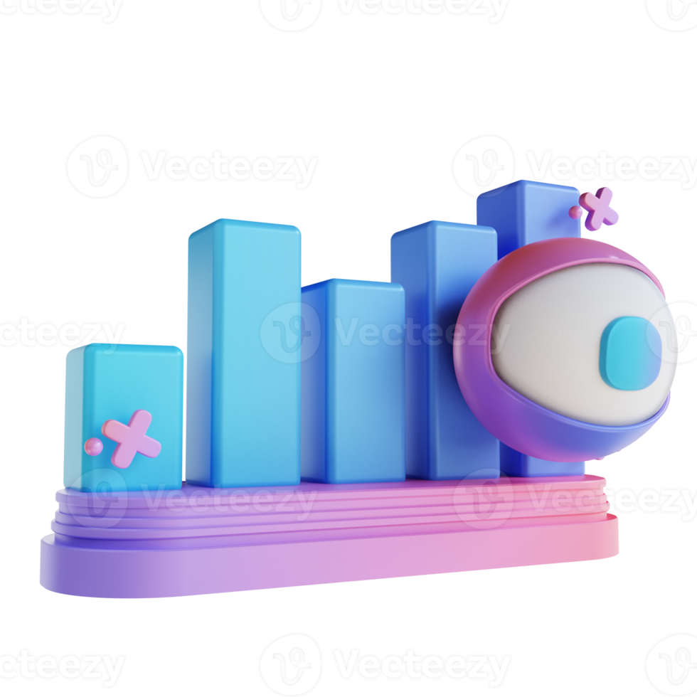 3D illustration colorful monitoring graph png