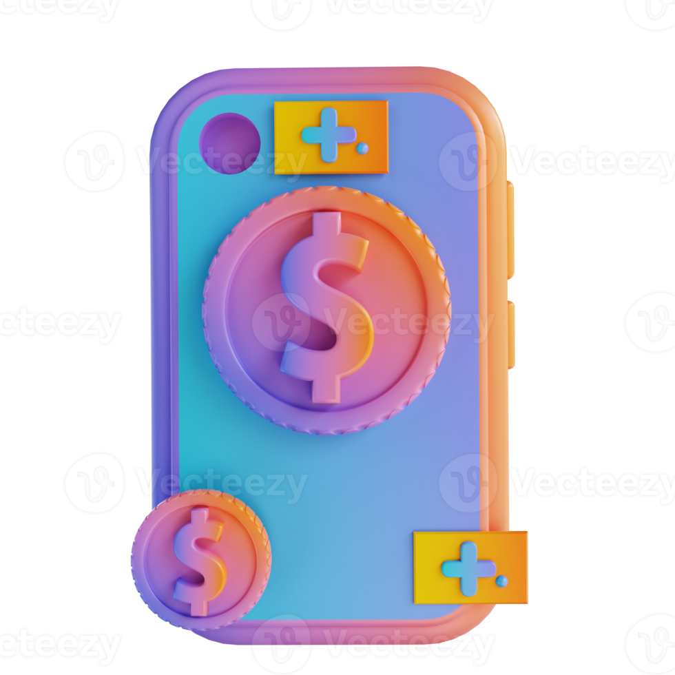 3D illustration colorful mobile money png