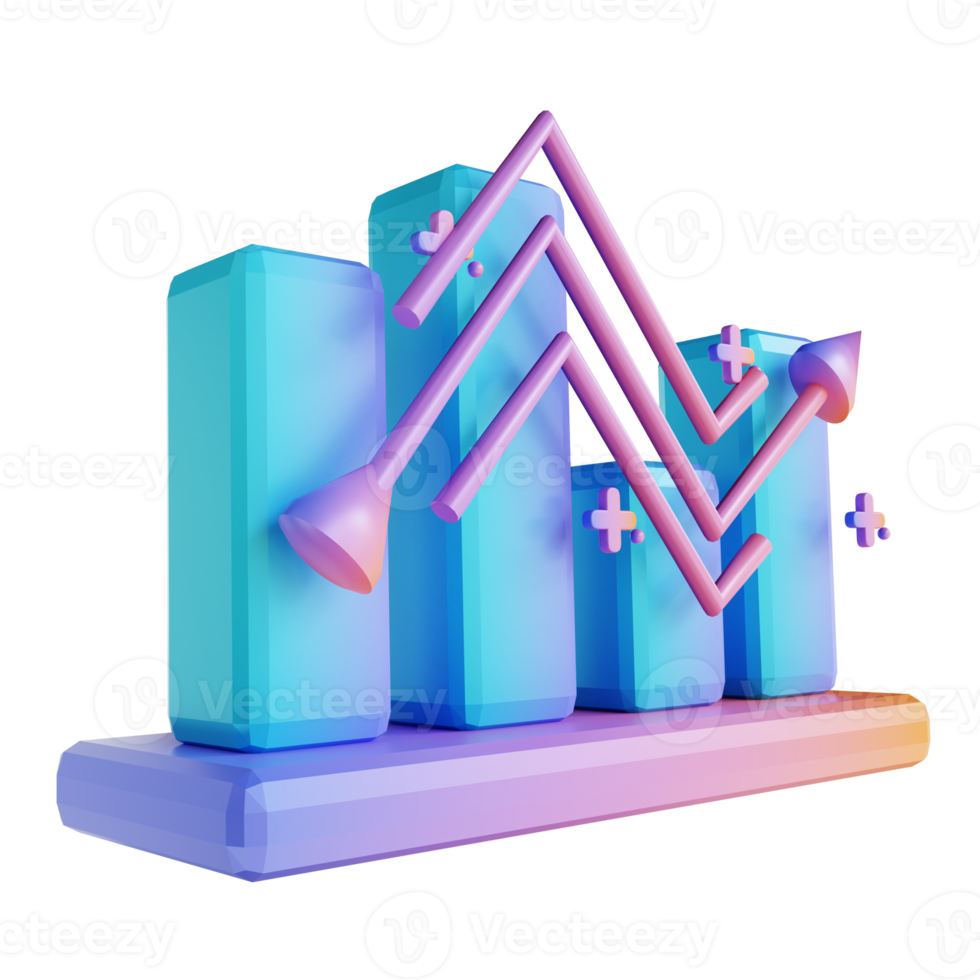 3D illustration colorful data graph up png