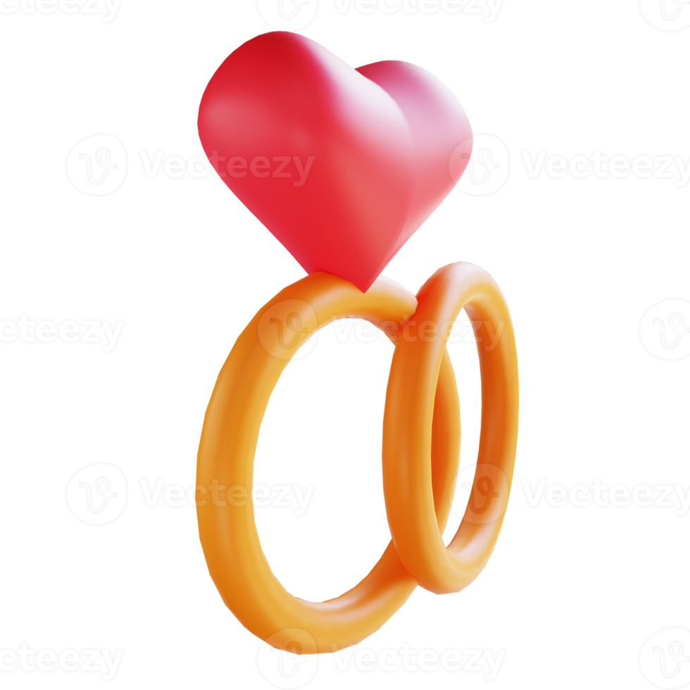 3D illustration ring och kärlek ikon lämplig för alla hjärtans dag png