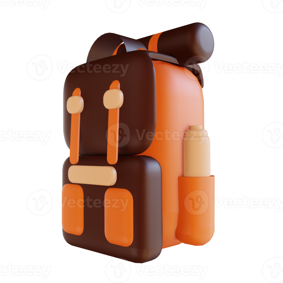 3D illustration backpack suitable for camping png