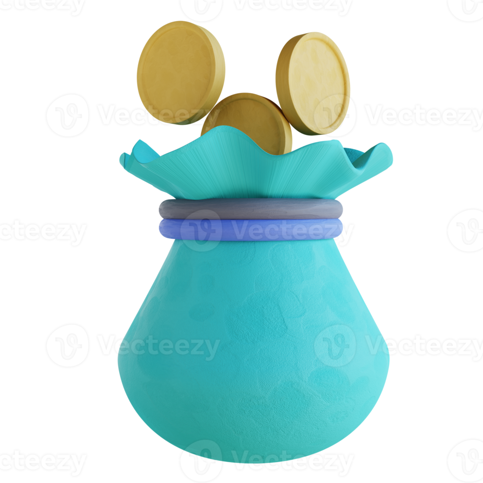 3D illustration coin pouch png