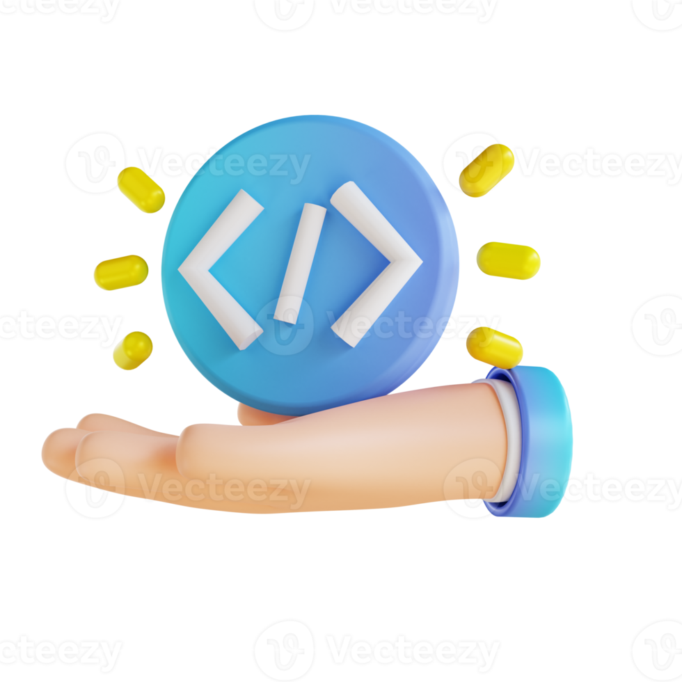 3D illustration hand and code png